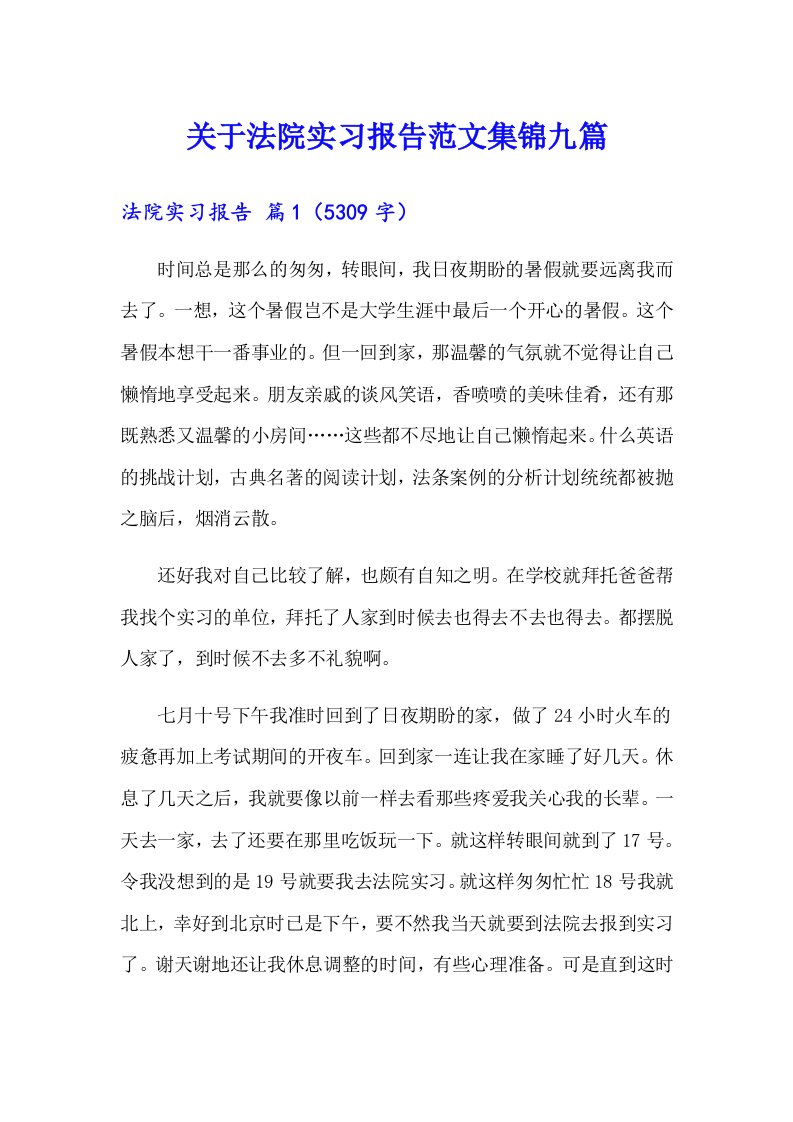 关于法院实习报告范文集锦九篇