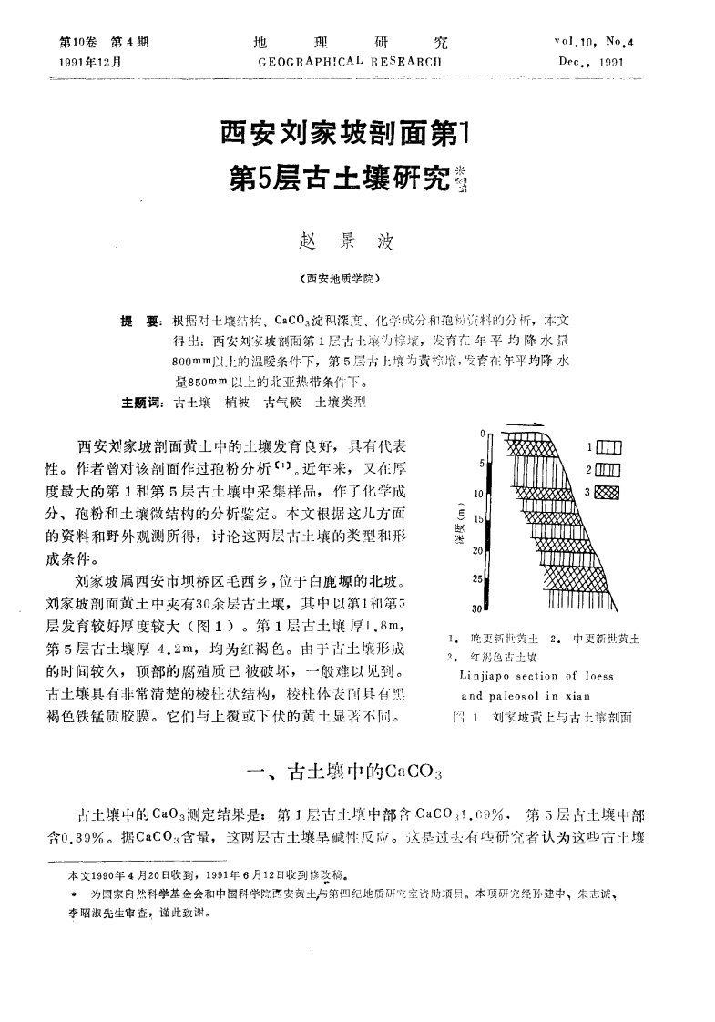 西安刘家坡剖面第1第5层古土壤研究