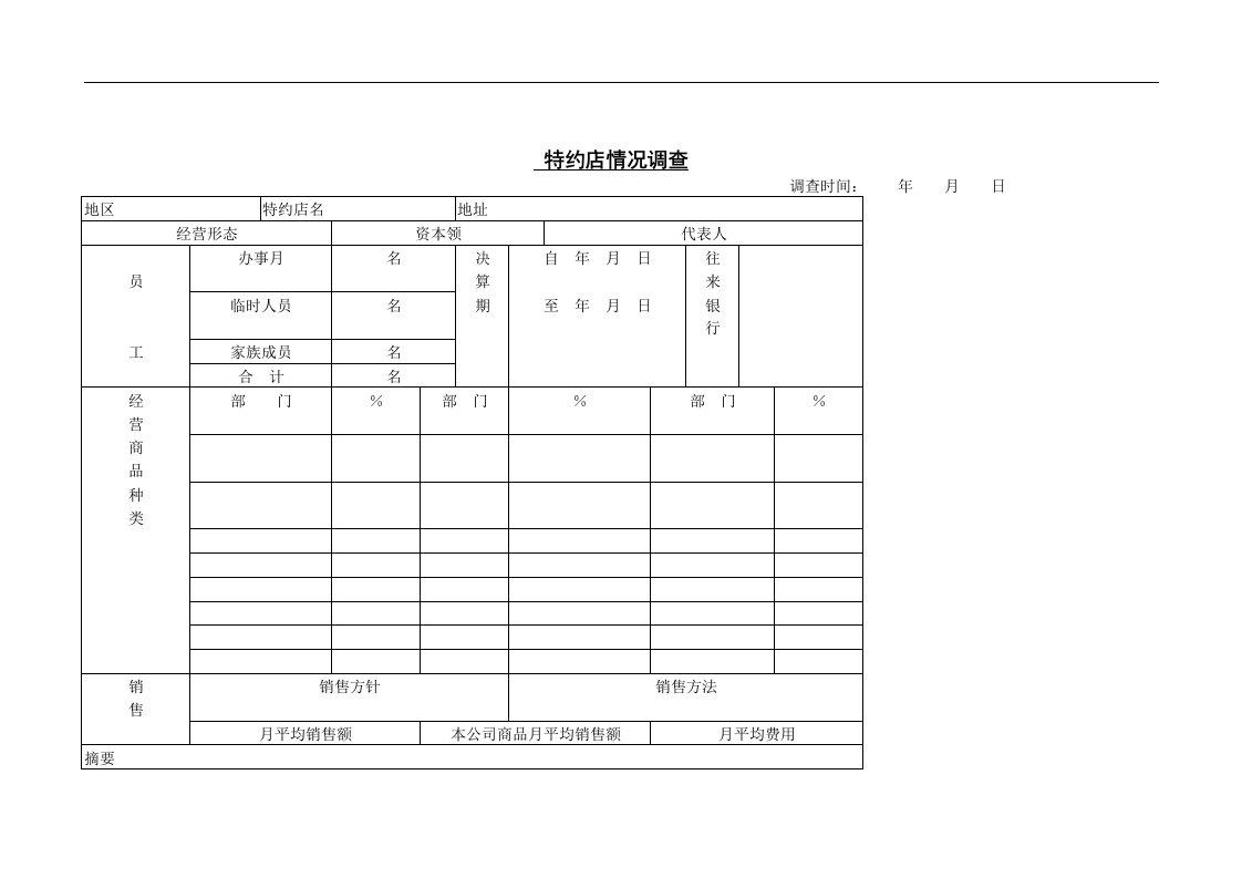 【管理精品】特约店情况调查