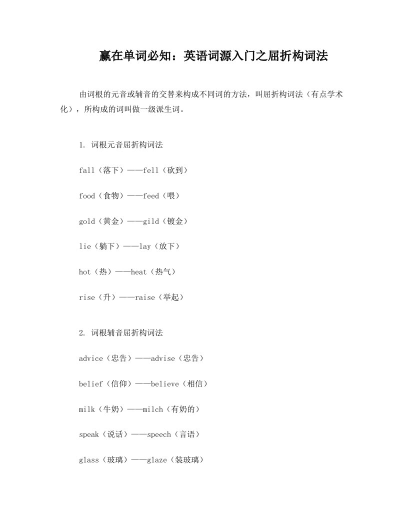 赢在单词必知：英语词源入门之屈折构词法