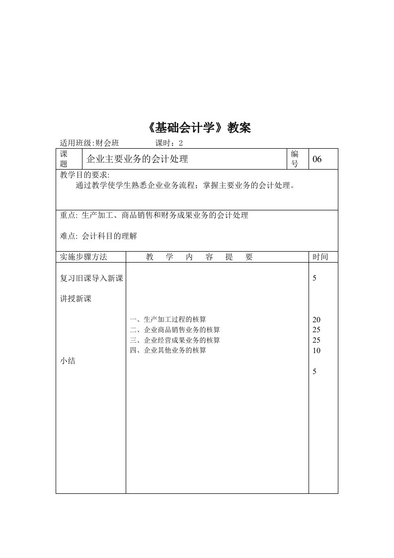 精选企业生产加工与产品销售等业务的核算