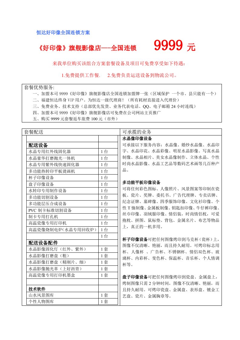 连锁经营-恒达好印像全国连锁方案