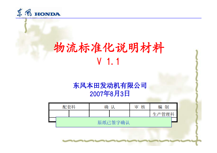 东风本田物流标准化资料