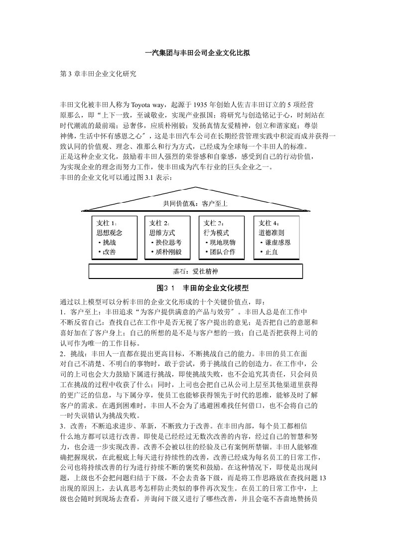 一汽集团与丰田公司企业文化比较