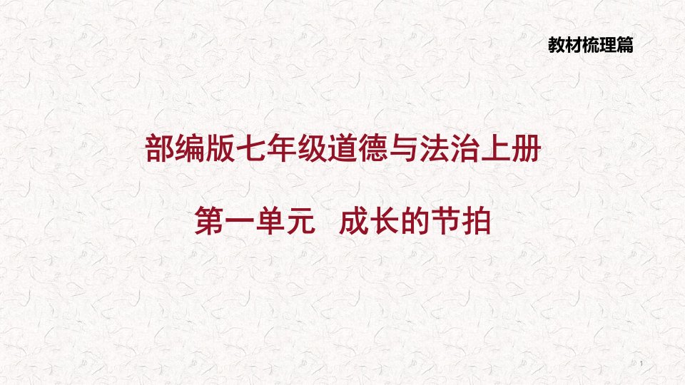 部编版七年级道德与法治上册第一单元复习ppt课件