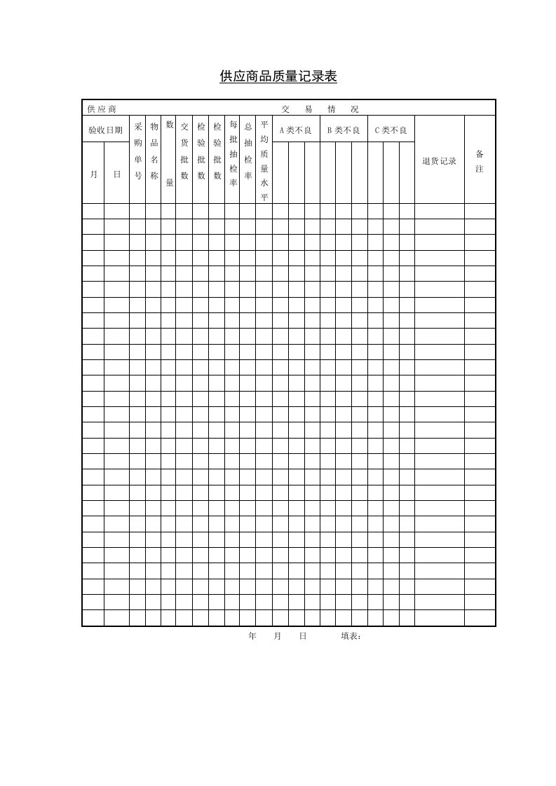 采购管理表格汇总11