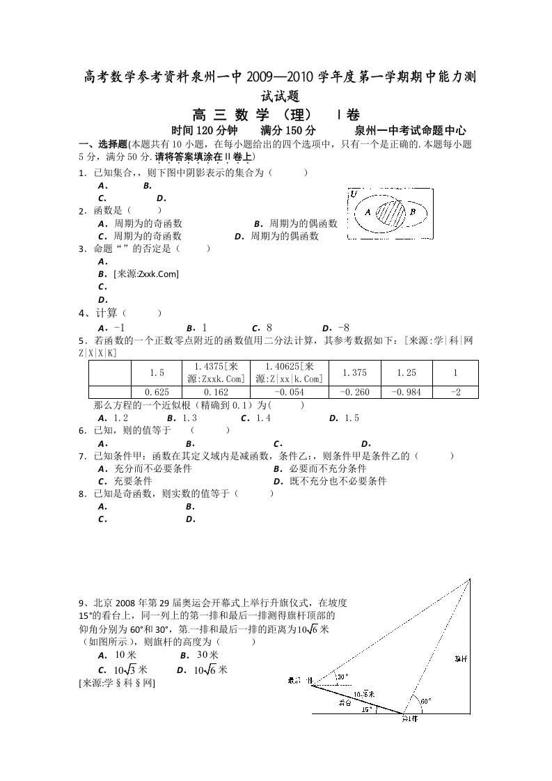 精选高三数学能力测试试题