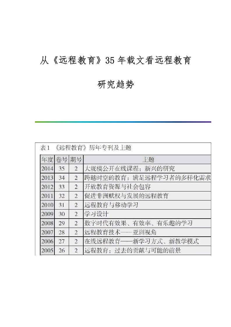 从《远程教育》35年载文看远程教育研究趋势