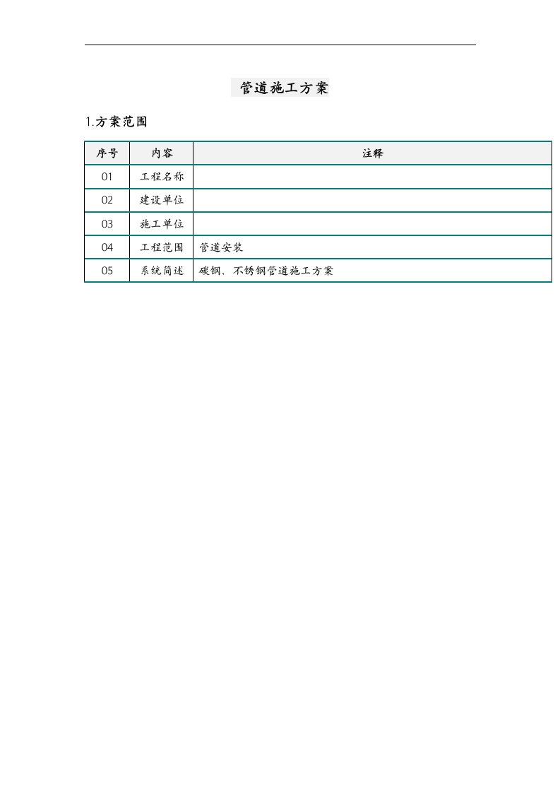 不锈钢管道施工组织设计方案