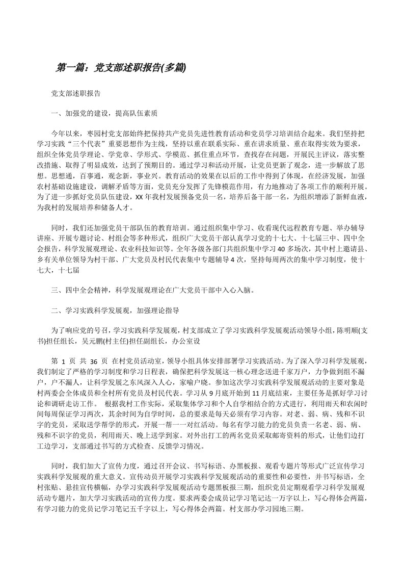 党支部述职报告(多篇)[修改版]