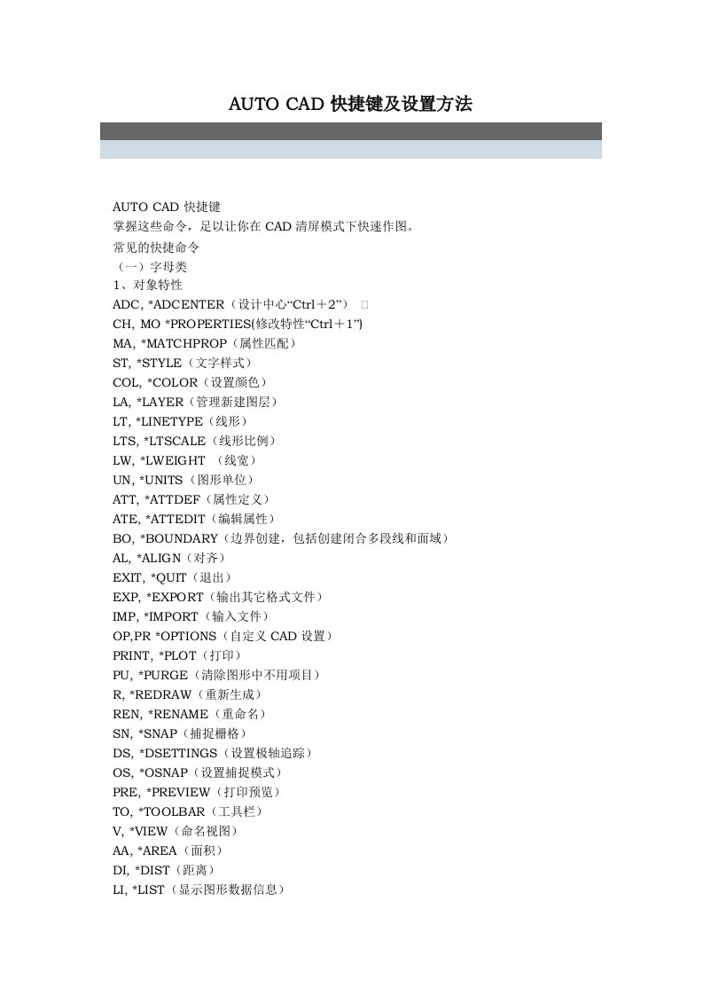 AUTOCAD快捷键及设置方法
