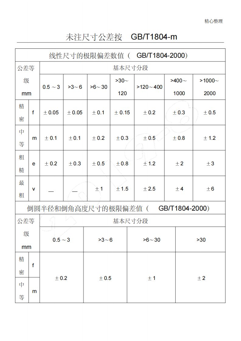 未注尺寸公差按GBT1804-M与未注形为公差按GBT1184-K