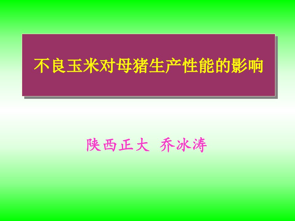 不良玉米对母猪生产性能的影响