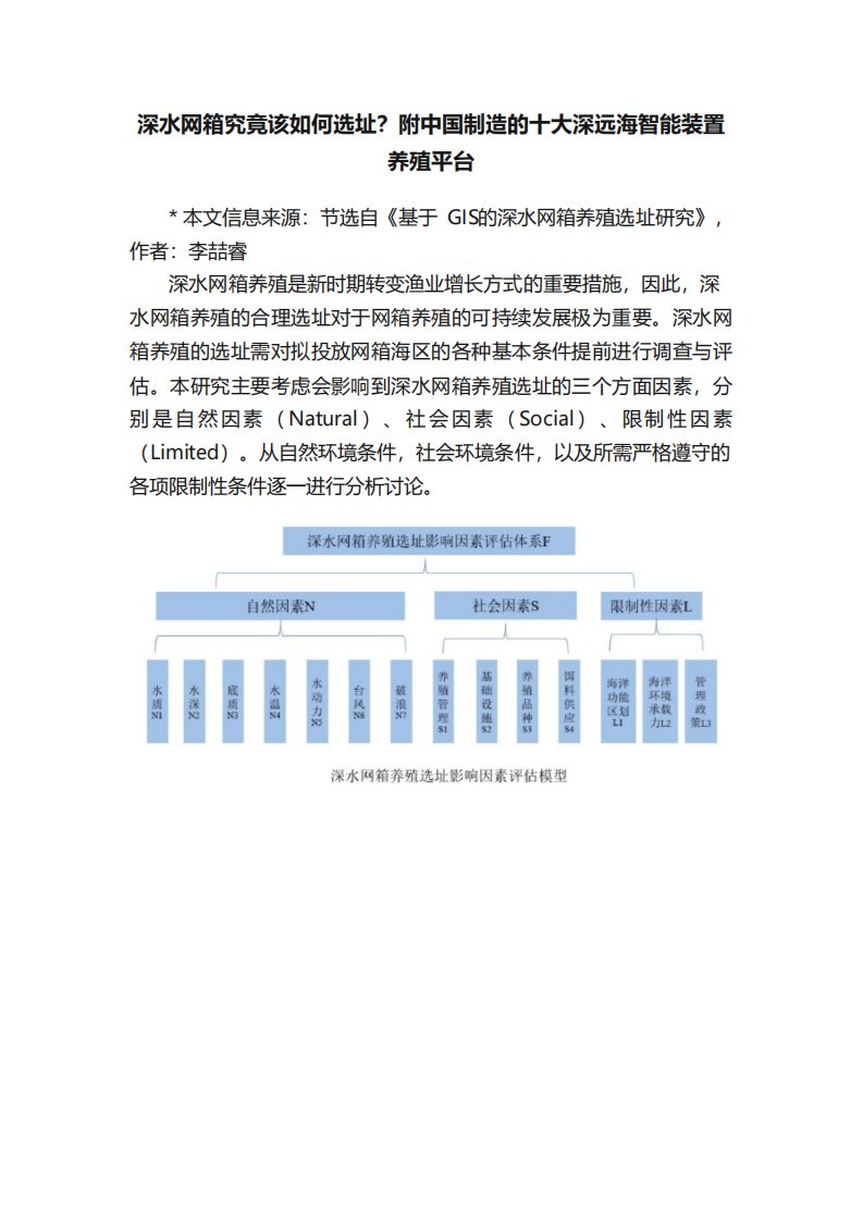 深水网箱究竟该如何选址？附中国制造的十大深远海智能装置养殖平台