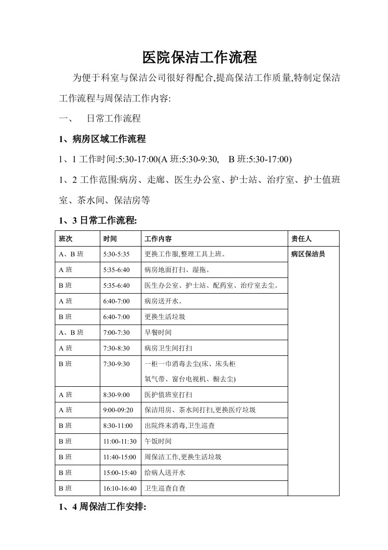 医院保洁工作流程