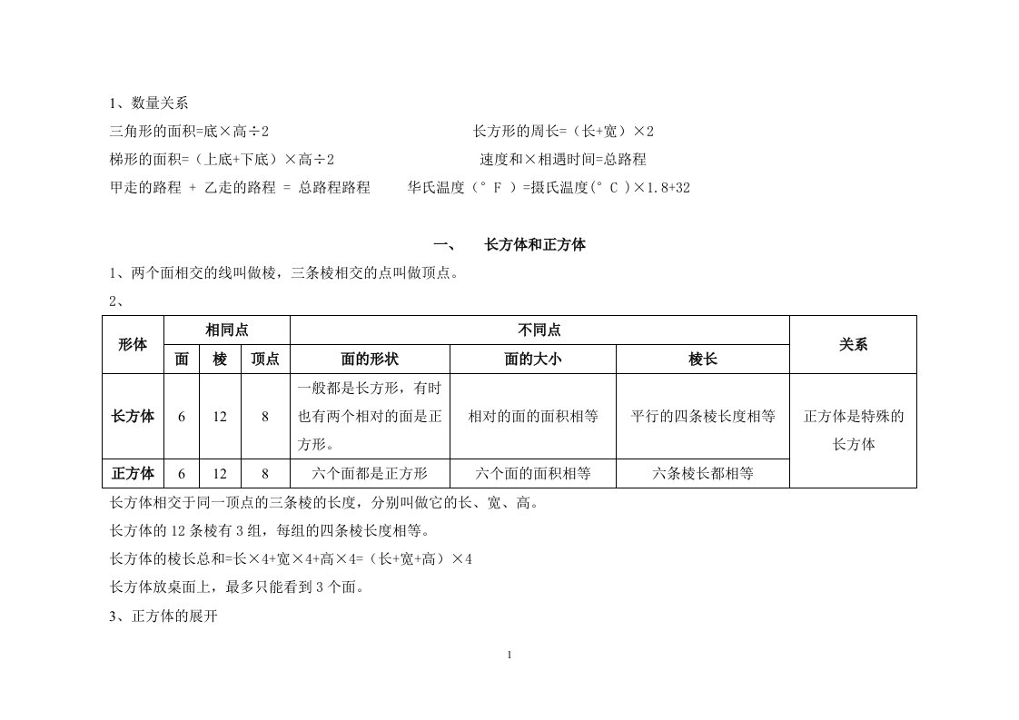 苏教版数学六年级上册概念汇总