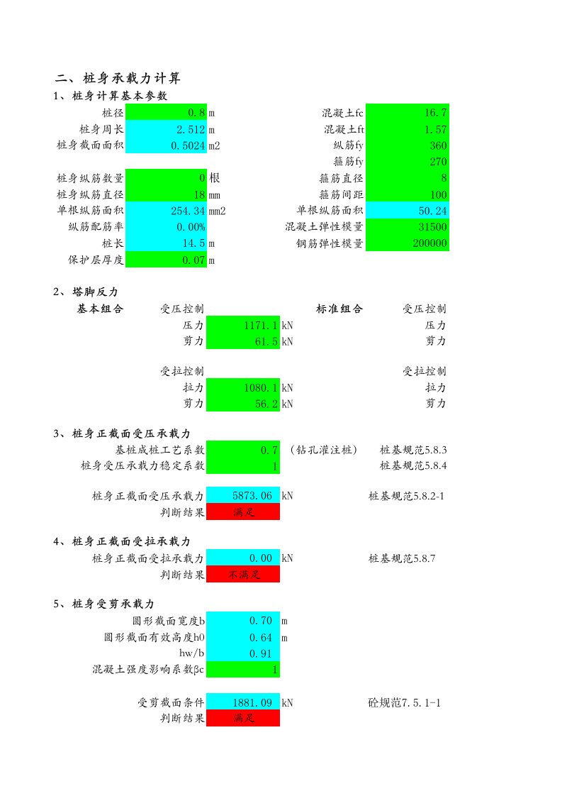 桩身承载力计算