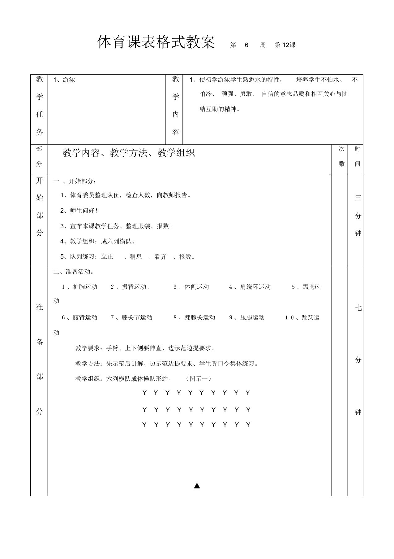 高中二年级体育与健康教案集：游泳第五课