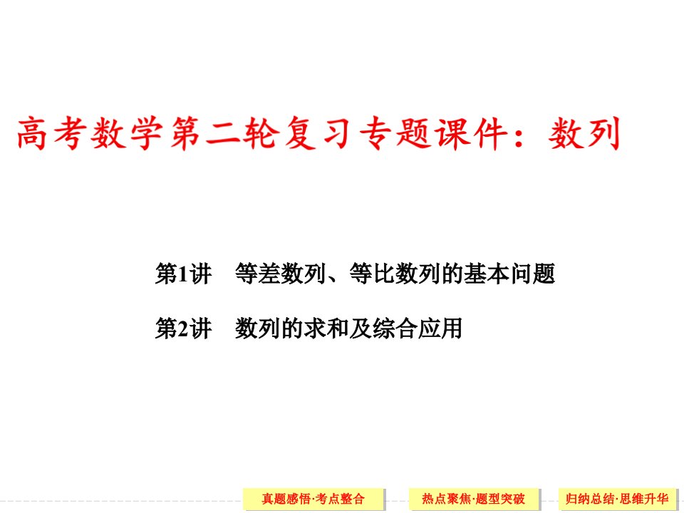 高考数学第二轮复习专题ppt课件：数列