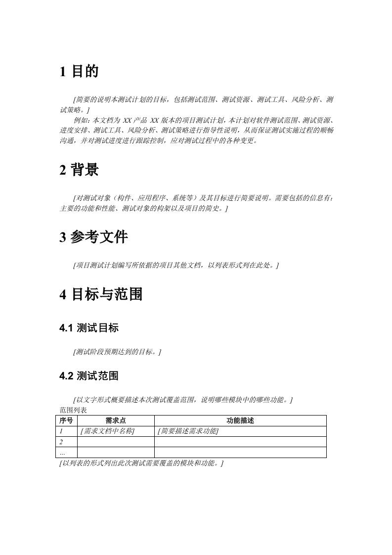 软件测试计划(模版)