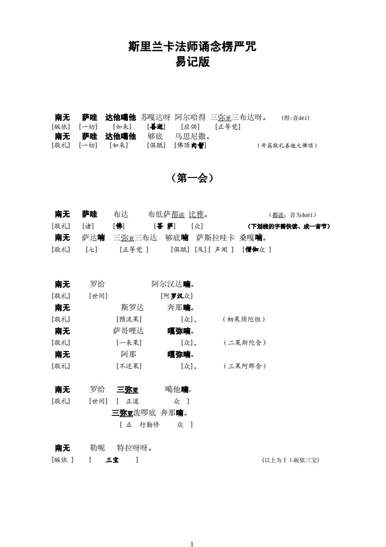 楞严咒斯里兰卡法师易记版