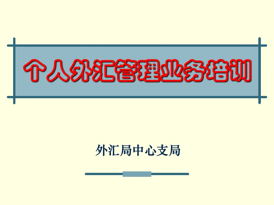 外汇局中心支局个人外汇管理业务培训