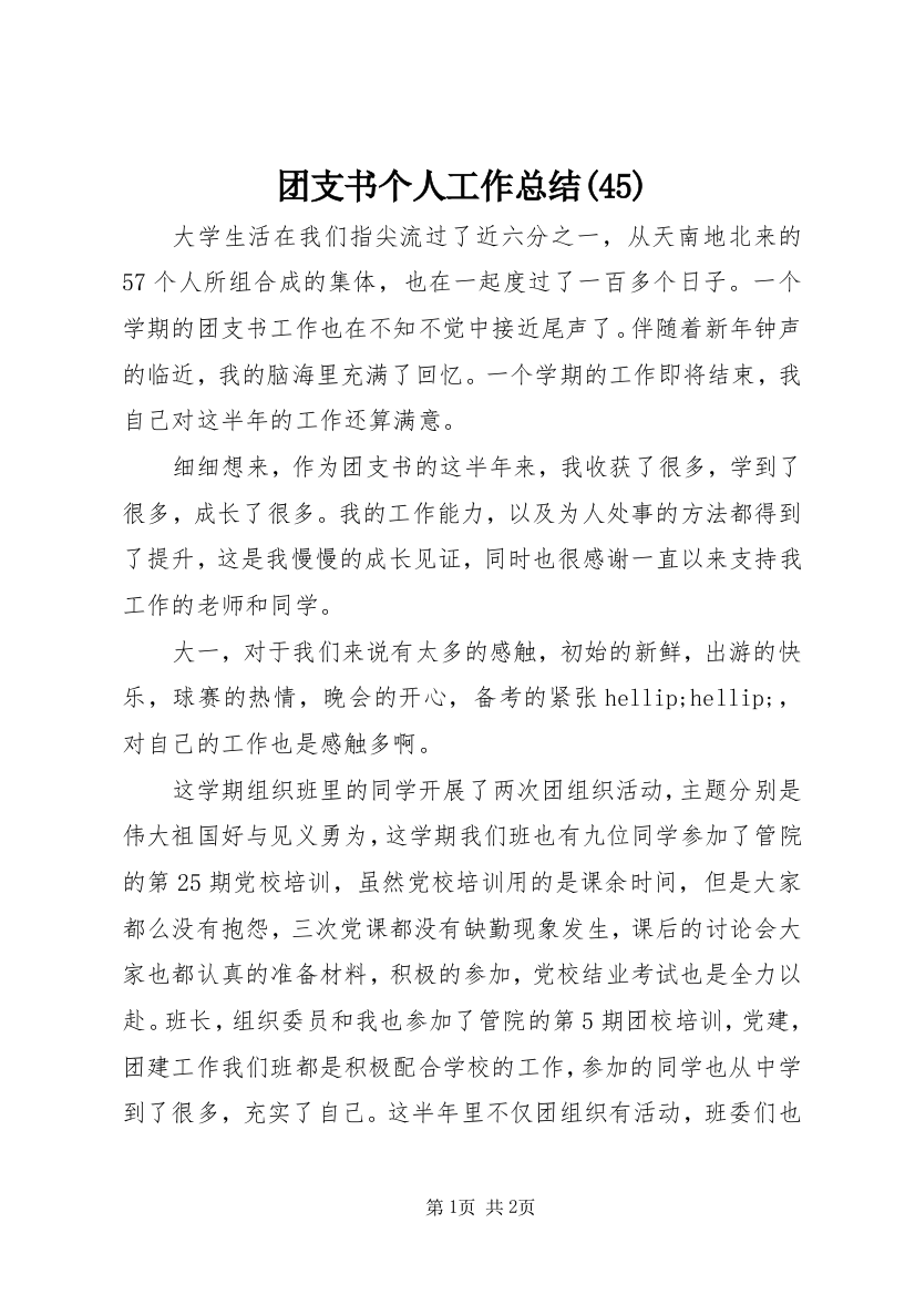 团支书个人工作总结(45)