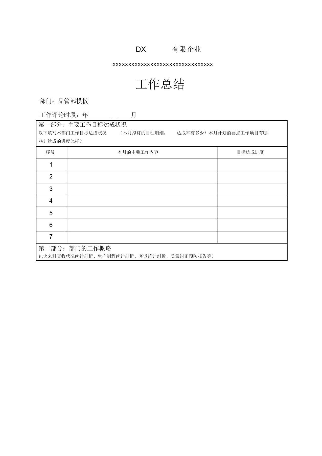 工作总结报告范文——品管部