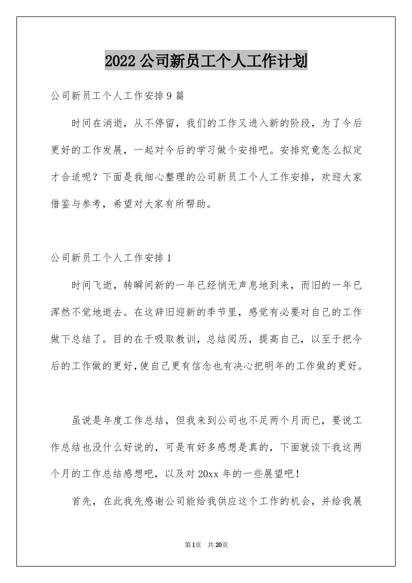 2022公司新员工个人工作计划_7