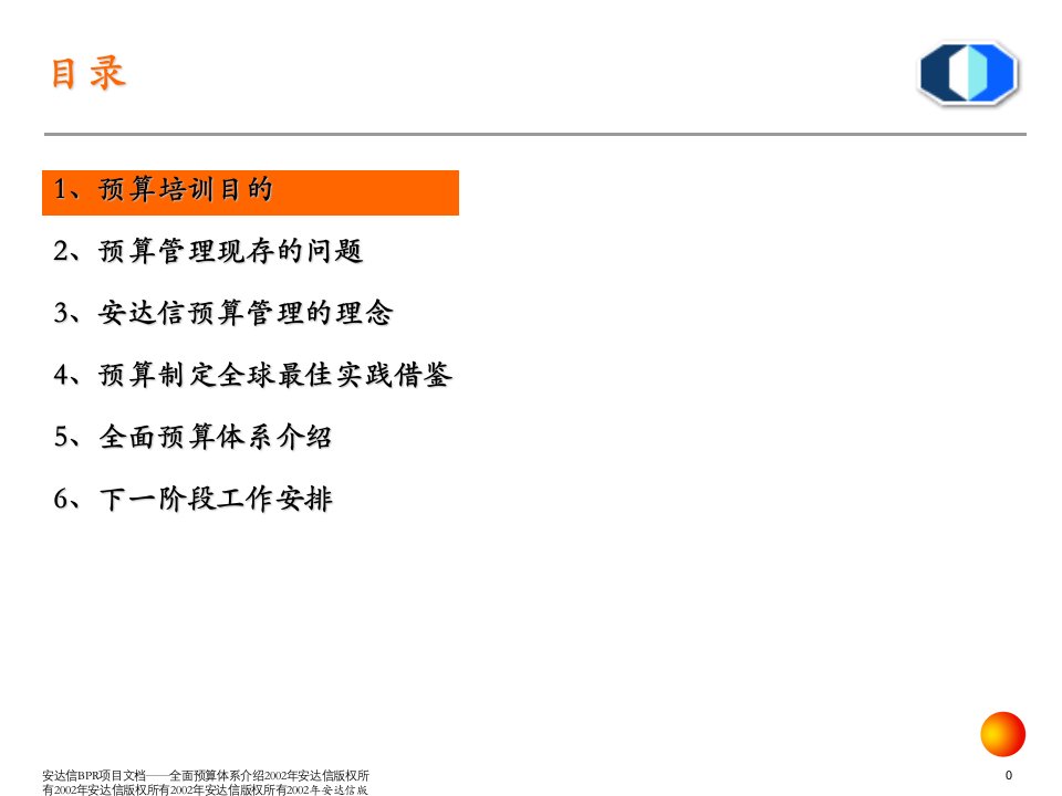 安达信BPR项目文档全面预算体系介绍课件