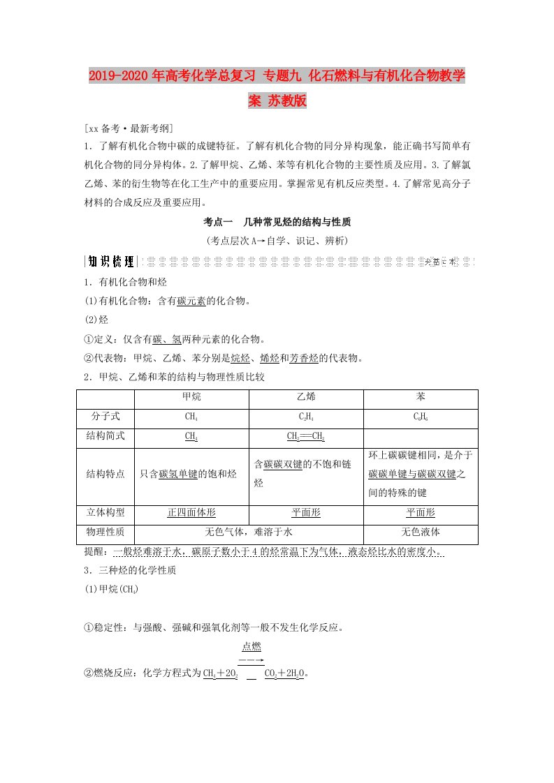 2019-2020年高考化学总复习