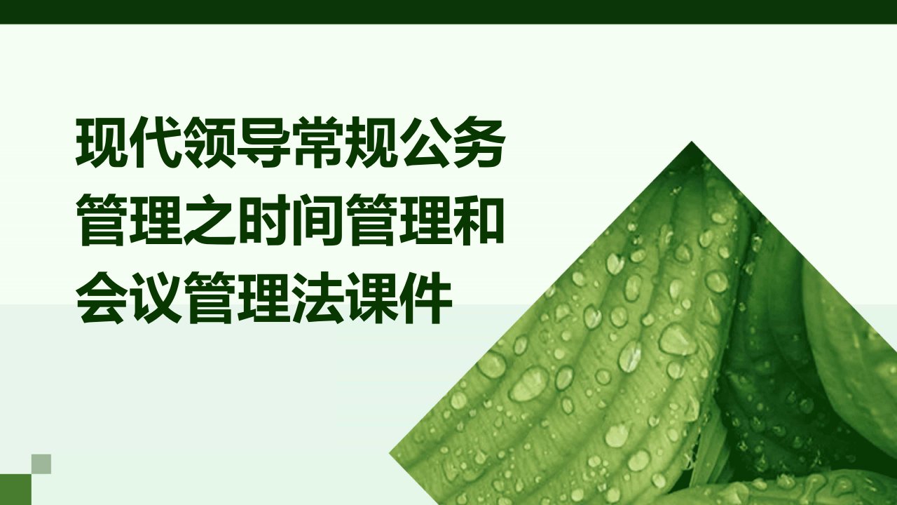 现代领导常规公务管理之时间管理和会议管理法课件