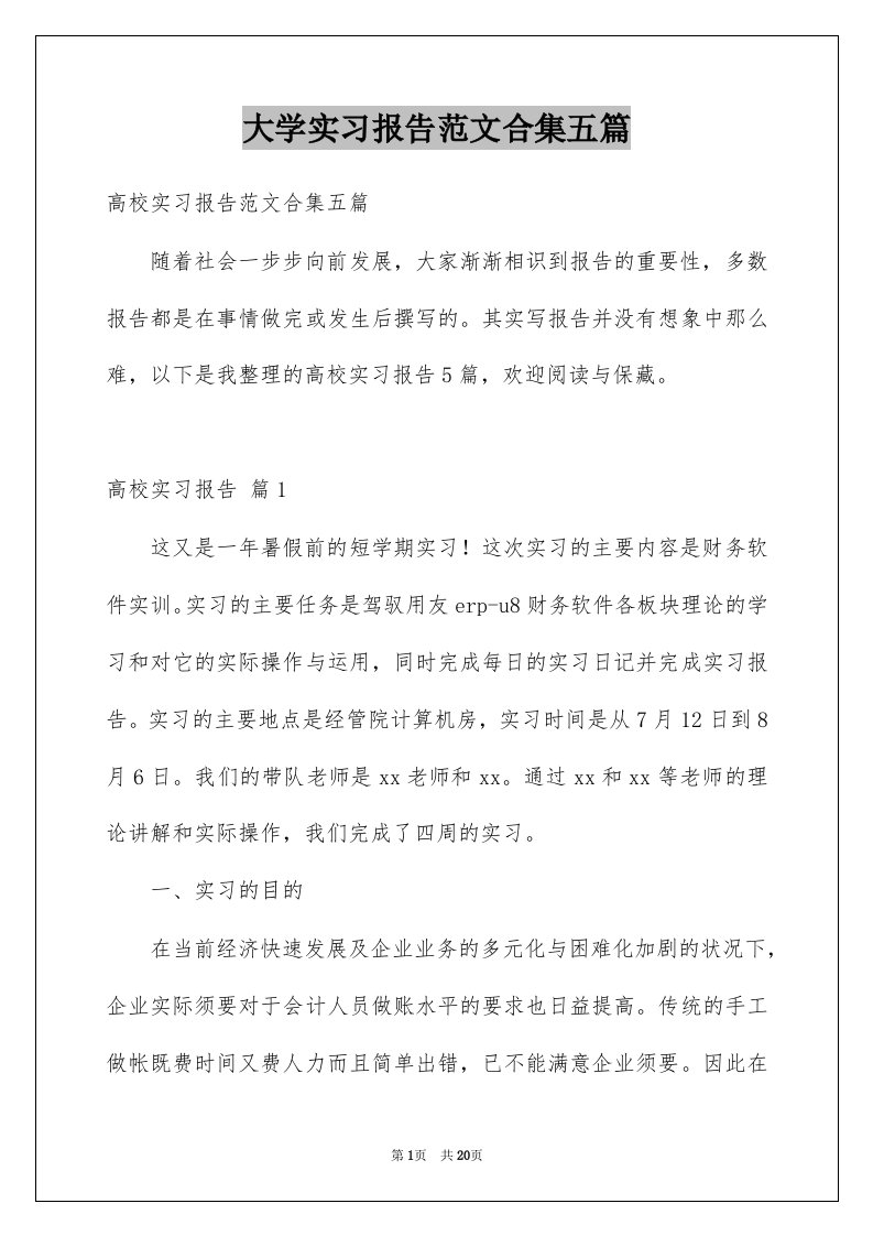 大学实习报告范文合集五篇例文