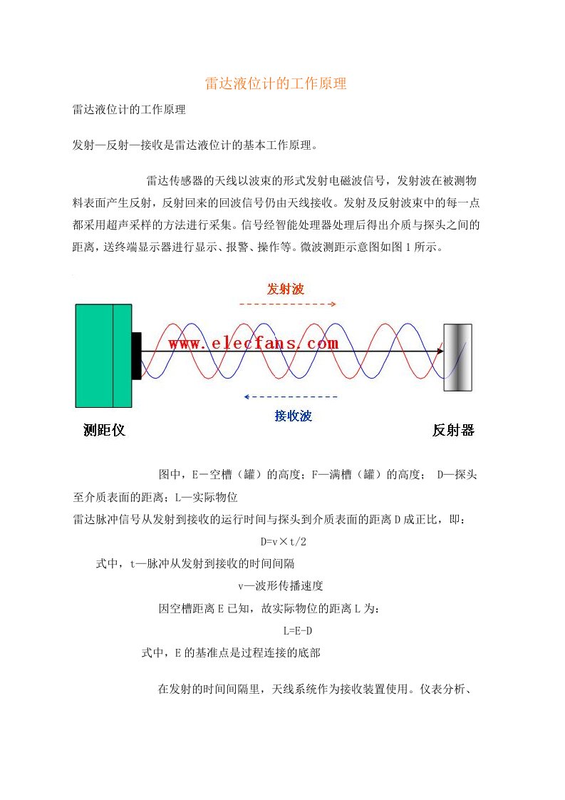 雷达液位计的工作原理