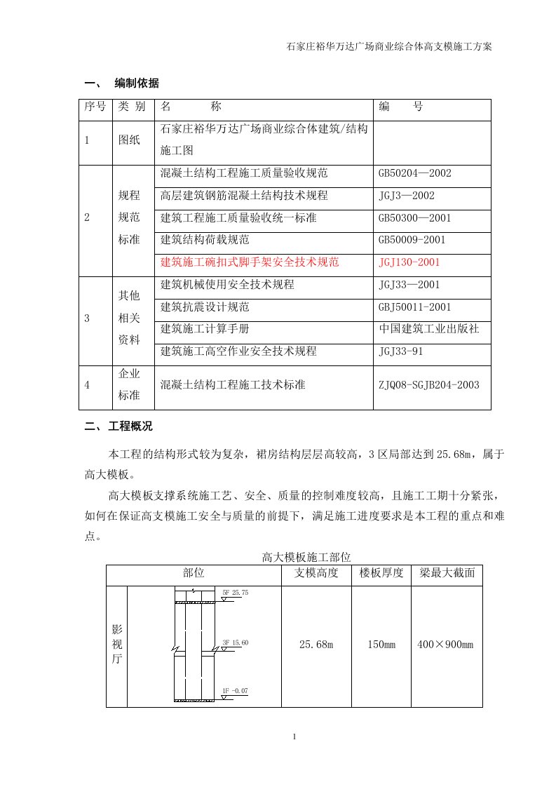 3区裙房高支模模板施工方案