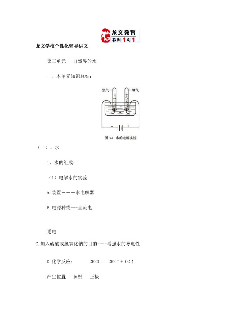 第3单元++自然界的水+++最全知识点复习+最新高考回顾+最好的练习+++龙文教育