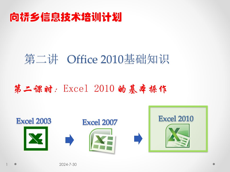 黄冈市信息技术培训之Excel2010基础教程