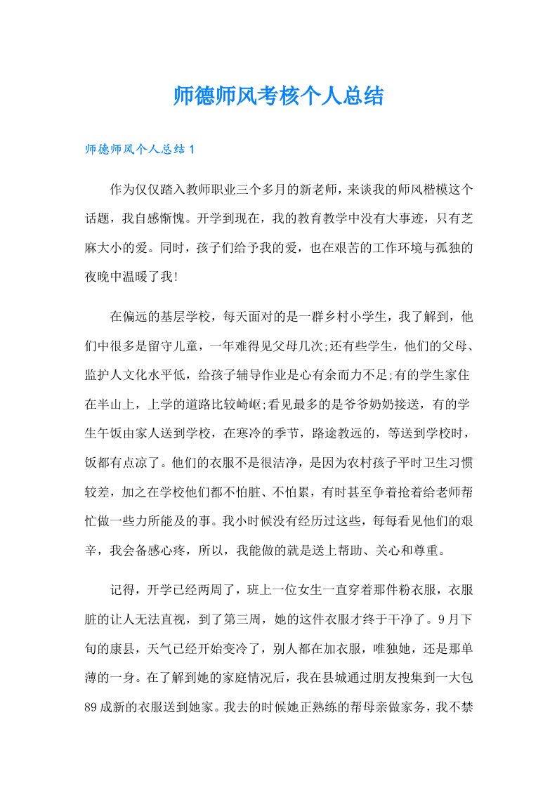 师德师风考核个人总结