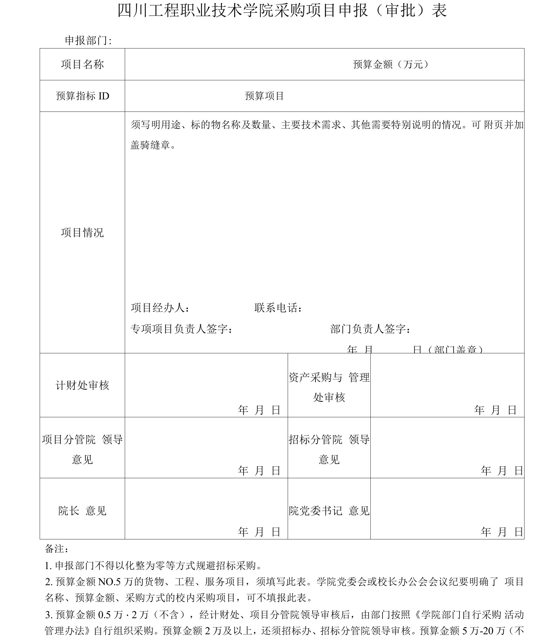 四川工程职业技术学院项目申报表