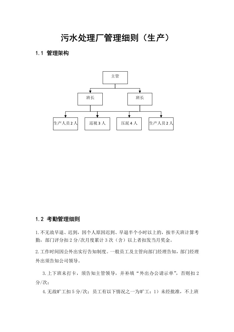 污水处理厂管理制度