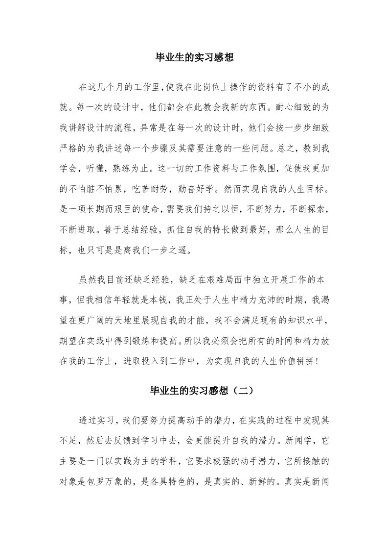 毕业生的实习感想