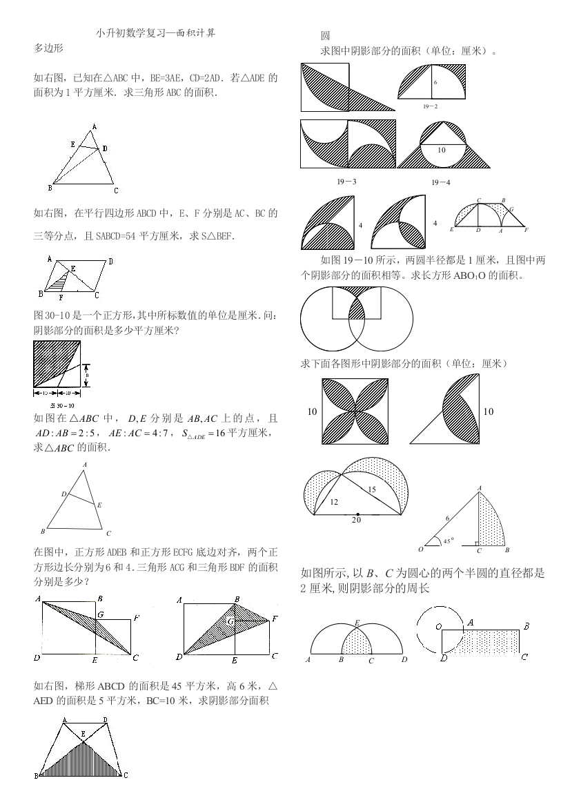 小升初数学复习—面积计算