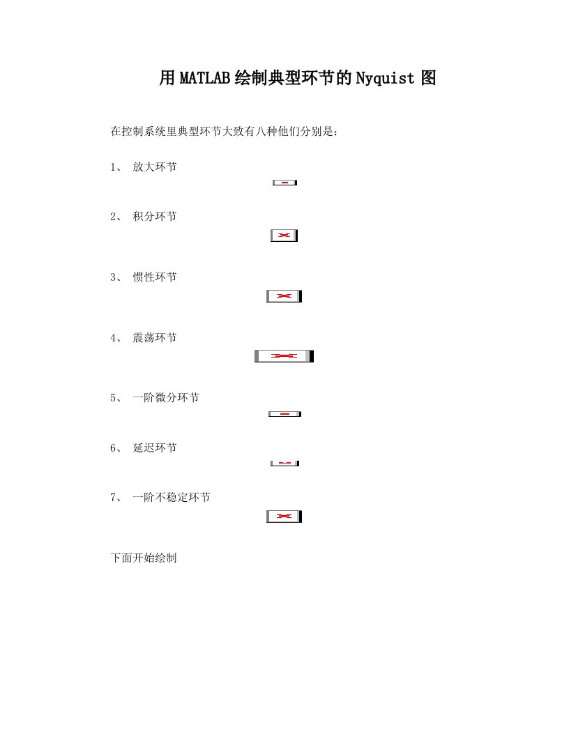 用MATLAB绘制典型环节的乃氏图