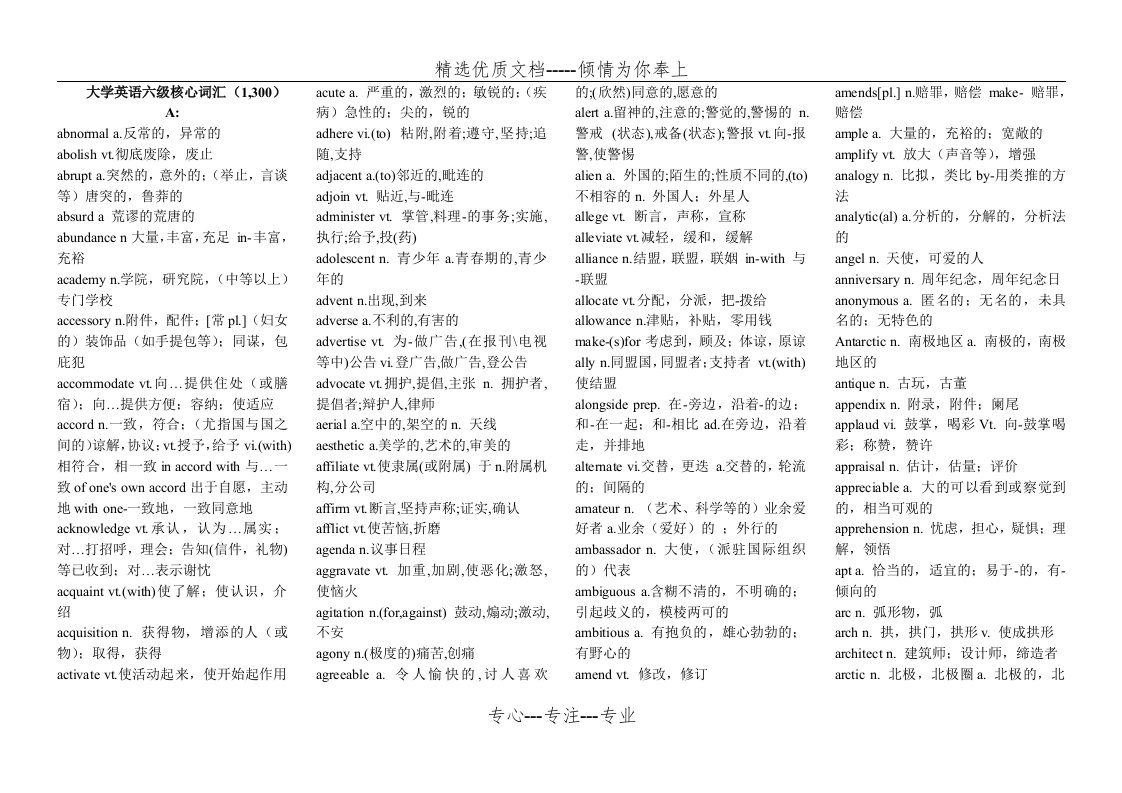 大学英语六级核心词汇(共18页)