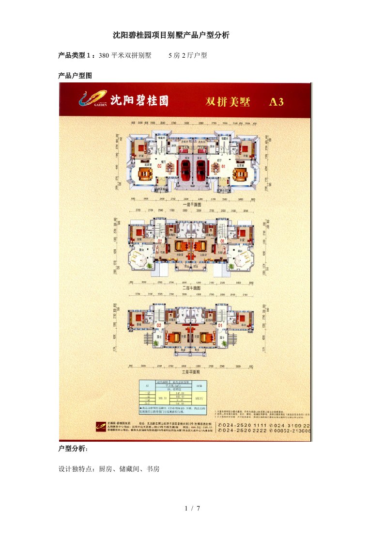 沈阳碧桂园项目别墅产品户型分析