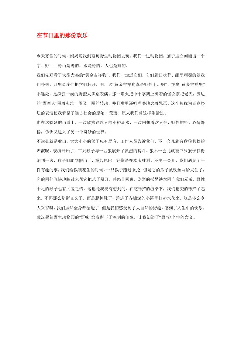 高中语文在节日里的那份欢乐作文素材