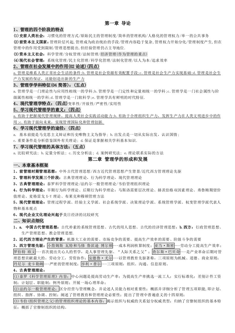 现代管理学(自考复习资料)