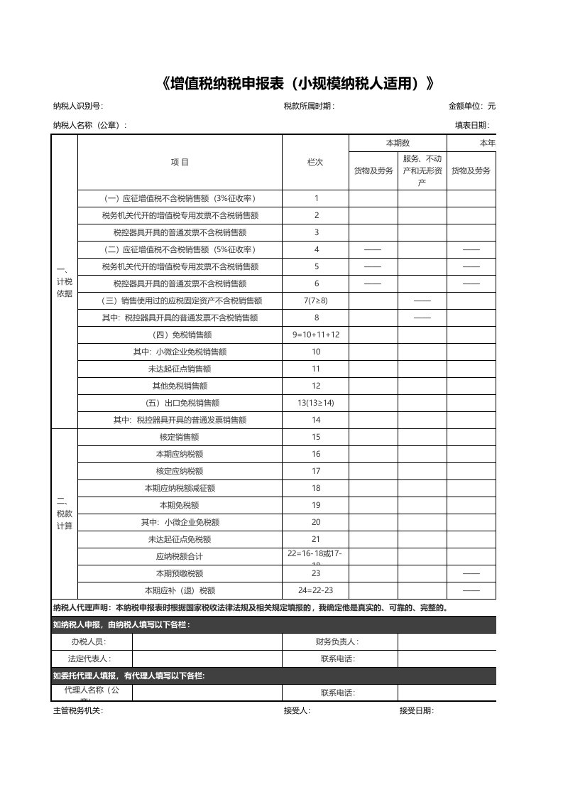 企业管理-18增值税纳税申报表新版