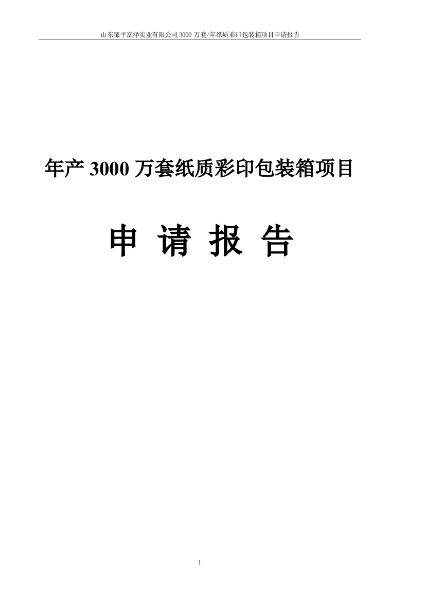 年产3000万套纸质彩印包装箱项目可行性论证报告