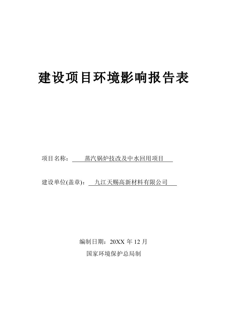 项目管理-蒸汽锅炉技改及中水回用项目